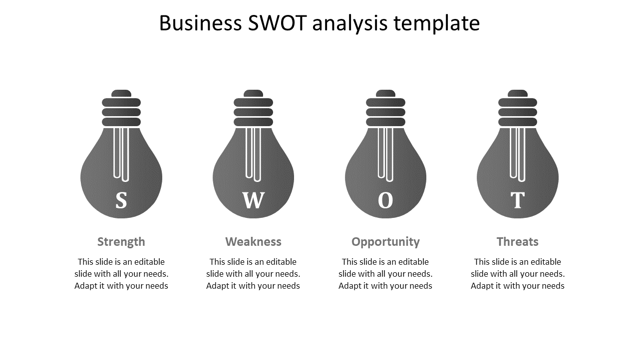 business swot analysis template-grey